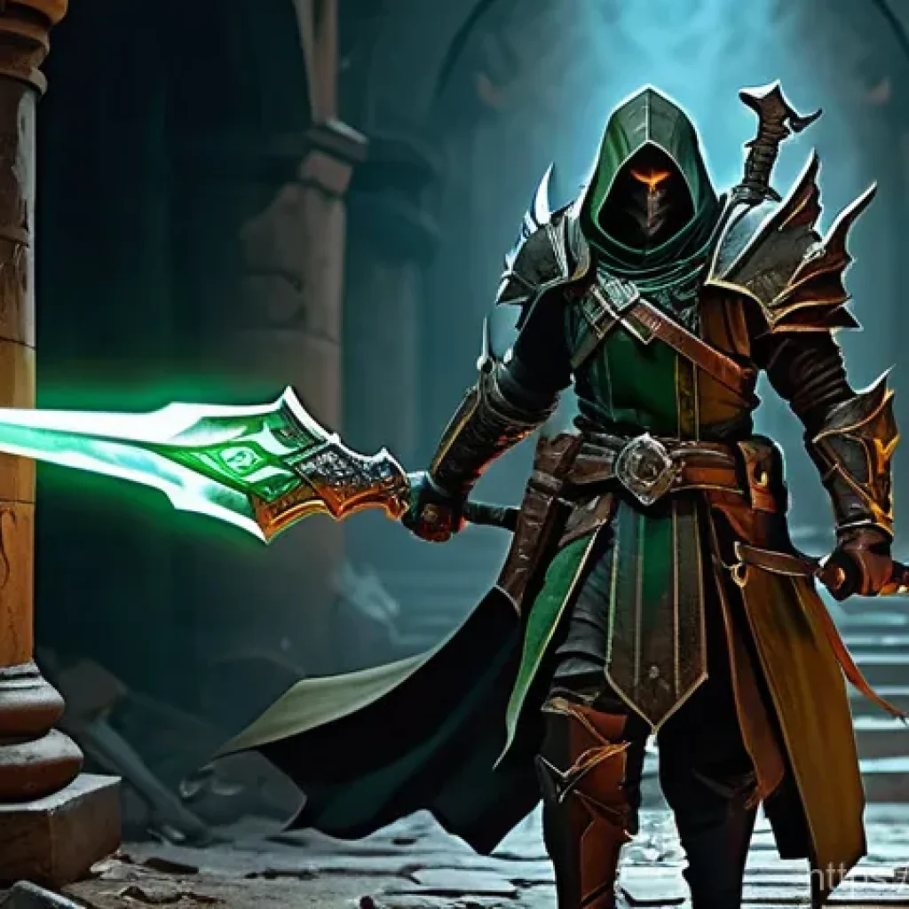 디아블로4 로그 무기 추천 - **Prompt for Daggers (Close-Quarters, Speed):**
"A highly agile Diablo 4 Rogue, clad in dark, fo...