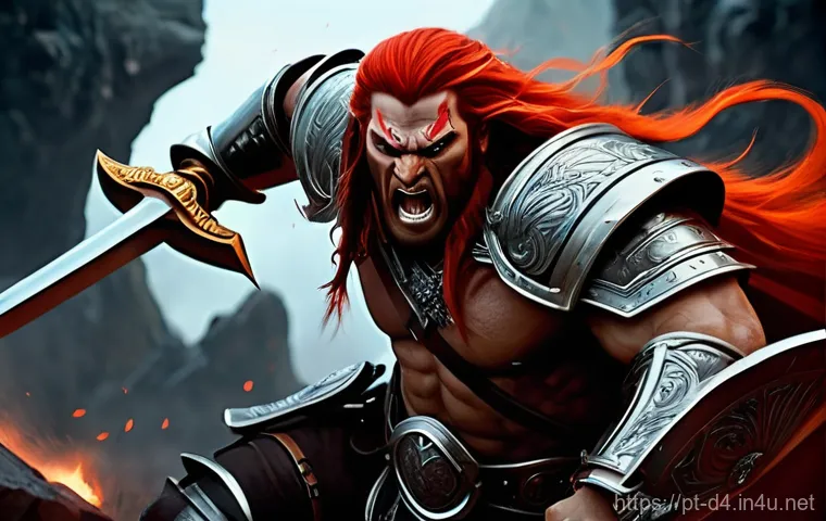 디아블로4 스킬트리 공략 - **Prompt 1: Fierce Barbarian in Whirlwind Attack**
"A powerful and muscular Barbarian, depicted ...