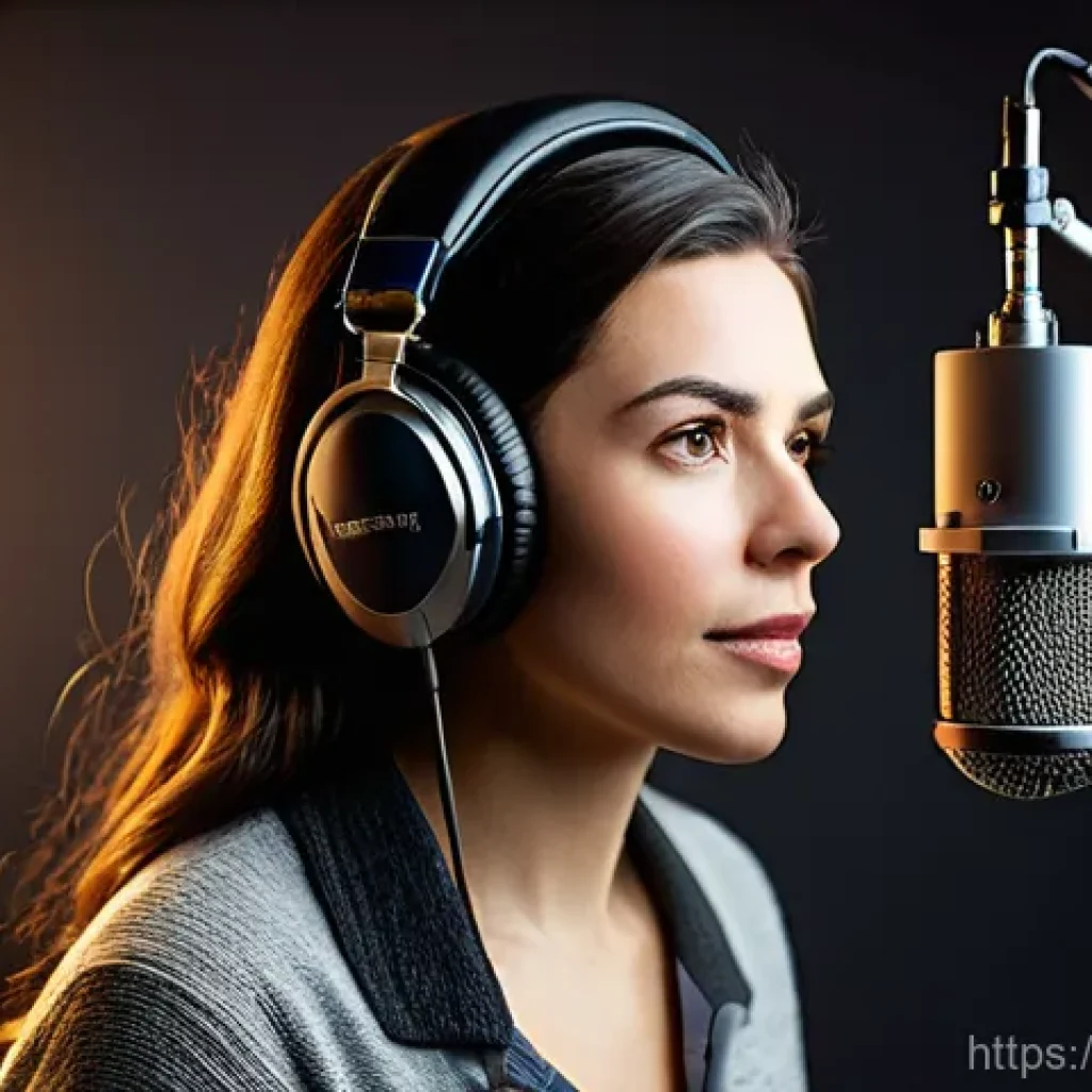 디아블로4 캐릭터 음성 배우 - **Prompt:** "A focused female voice actor in her late 30s, dressed in comfortable, modern studio att...