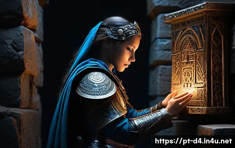 디아블로4 룬 찾는 방법 - **Prompt 1: Discovery in the Shadowed Crypt**
"A female adventurer, dressed in practical, dark l...