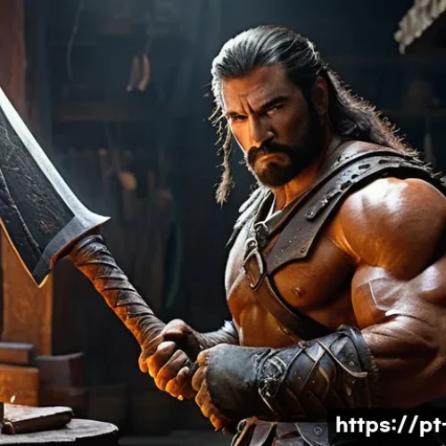 Home 15 디아블로4 희귀 아이템 가치 - **Prompt: "A seasoned Barbarian, fully clad in weathered leather and steel armor, stands in a dimly ...